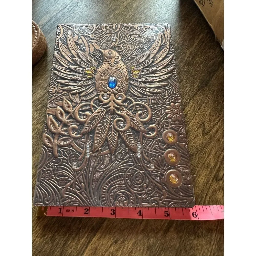 Necklace and journal / Vintage looking Phoenix bronze journal 100 pages